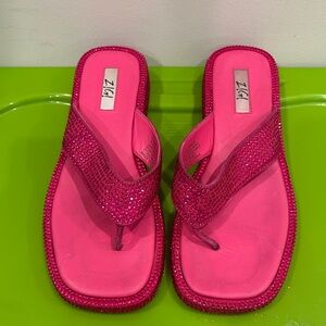 Zigi Soho Women's Hot Pink Rhinestone Toe-Post Sandals